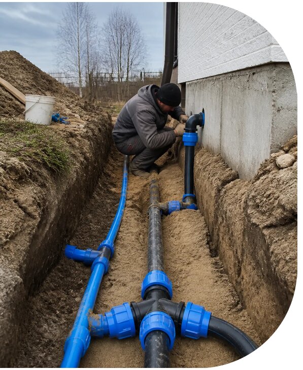 Монтаж наружного водопровода на участке под ключ в Сургуте